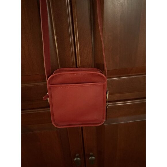 Vintage Coach Leather Camera Bag Crossbody Double Zip 9817 Red - Picture 5 of 14